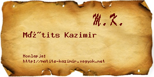 Mátits Kazimir névjegykártya